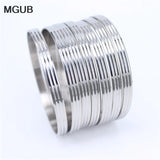 Stainless Steel Bangle Charm Bracelet Set for Women
