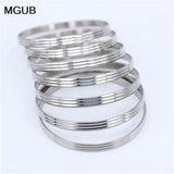 Stainless Steel Bangle Charm Bracelet Set for Women