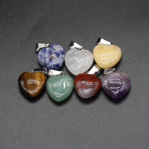7PC Natural Stone Pendant Clear Quartz Yellow Jade Amethyst Healing Crystal