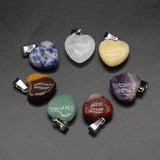 7PC Natural Stone Pendant Clear Quartz Yellow Jade Amethyst Healing Crystal
