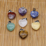 7PC Natural Stone Pendant Clear Quartz Yellow Jade Amethyst Healing Crystal