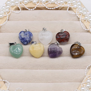 7PC Natural Stone Pendant Clear Quartz Yellow Jade Amethyst Healing Crystal