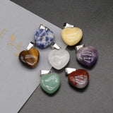 7PC Natural Stone Pendant Clear Quartz Yellow Jade Amethyst Healing Crystal