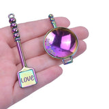 7PC Rainbow Alloy Tableware Charms Jewelry Making Accessories