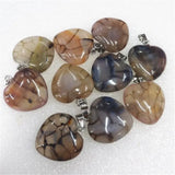 7PCS Crack Agate Stone Heart Shape Pendants 20MM Women's Jewelry Making