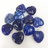 7PCS Crack Agate Stone Heart Shape Pendants 20MM Women's Jewelry Making
