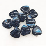 7PCS Crack Agate Stone Pendants Heart Shape 20MM Women's Jewelry Making