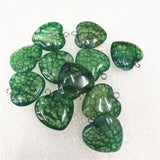 7PCS Crack Agate Stone Heart Shape Pendants 20MM Women's Jewelry Making
