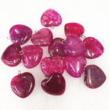 7PCS Crack Agate Stone Pendants Heart Shape 20MM Women's Jewelry Making