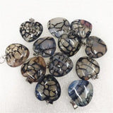 7PCS Crack Agate Stone Pendants Heart Shape 20MM Women's Jewelry Making