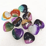7PCS Crack Agate Stone Heart Shape Pendants 20MM Women's Jewelry Making