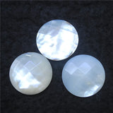 7PCS 25MM Faceted Sea Water Mother Of Pearl Cabochons Round Shape Beads