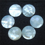 7PCS 25MM Faceted Sea Water Mother Of Pearl Cabochons Round Shape Beads