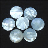 7PCS 25MM Faceted Sea Water Mother Of Pearl Cabochons Round Shape Beads