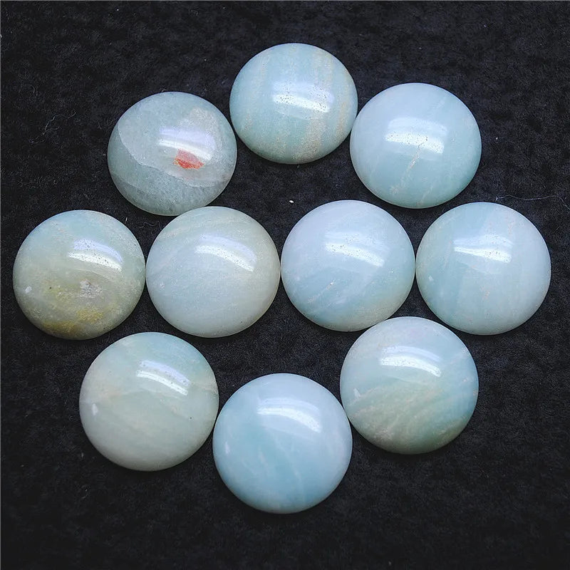 7PCS Amazonite Stone Round Cabochons 25MM DIY Beads for Women Pendants Making