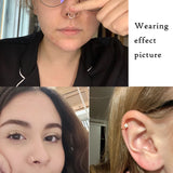 7PCS Thin Flower Clear Crystal 5 CZ Gem Nose Ring Stud Hoop
