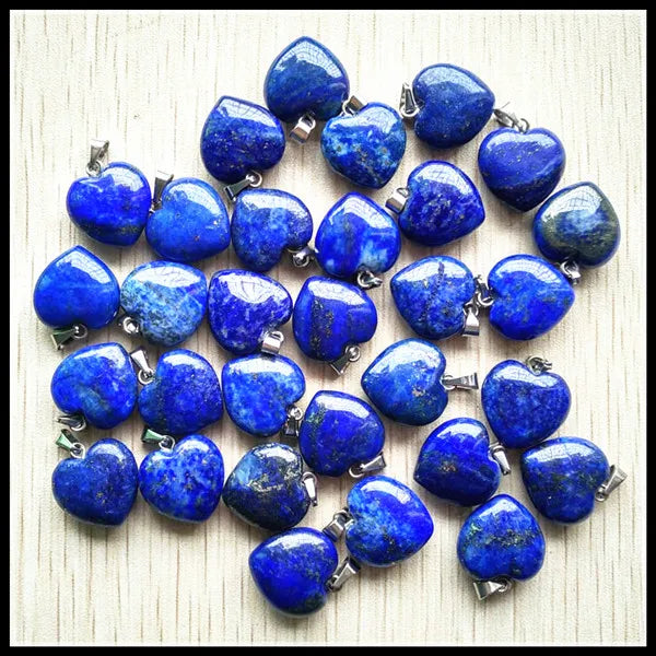 7PCS Lapis Lazul Heart Pendants Charms for DIY Jewelry