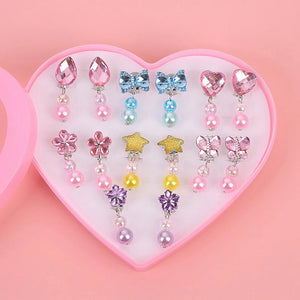 7 Pairs Kids Ear Clip Cartoon Animal Baby Ear Clip No Piercing Earring