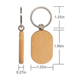 7Pcs Wooden Key Tag Key Chain Rectangle Wood Blanks Keyrings