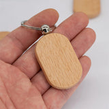 7Pcs Wooden Key Tag Key Chain Rectangle Wood Blanks Keyrings