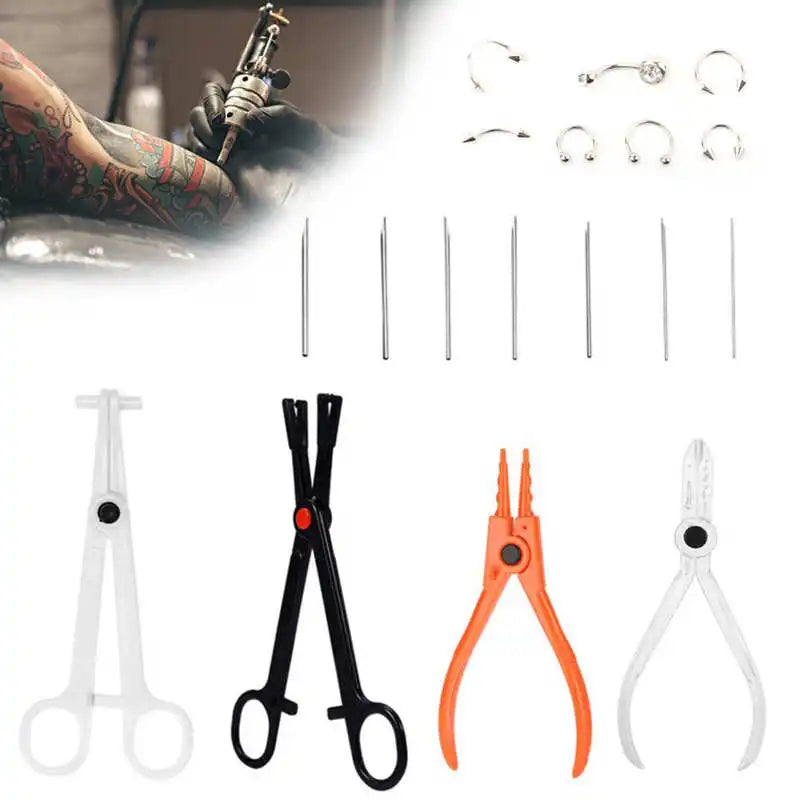 7Pcs Body Piercing Kit Professional Tools Needles Set