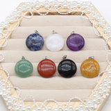 7Pcs Stone Disc Pendant DIY Jewelry Making 20x20MM