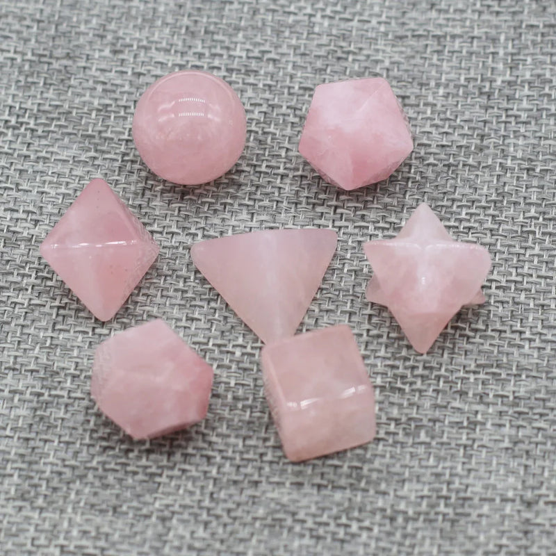 7Pcs Natural Stone Loose Beads Rose Quartz for Drinks