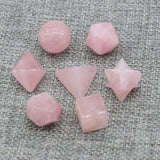 7Pcs Natural Stone Loose Beads Rose Quartz for Drinks