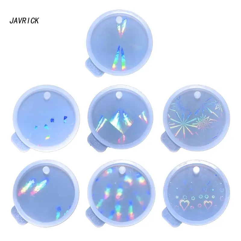 7Pcs Round Resin Molds Silicone, Circle Ornaments Resin Mold