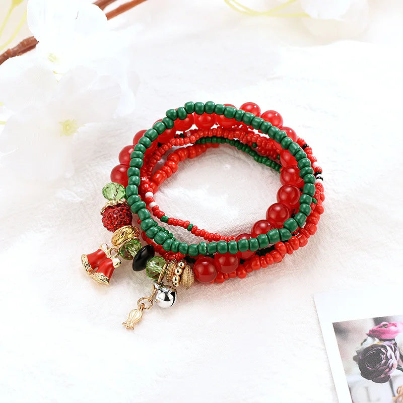 Beaded Bohemian Multi-layer Bracelet Vintage Metal Hand Pendant Jewelry Gift