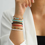 Boho Beads Bracelets Set for Women - 7Pcs Bohemian Layered Bracelets