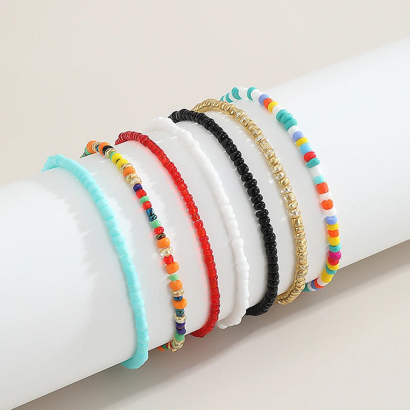 Boho Beads Bracelets Set for Women - 7Pcs Bohemian Layered Bracelets