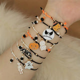 7Pcs Halloween String Bracelets Alloy Charm Adjustable Bang