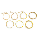 7Pcs Kpop Sunflower Flat Snake Chain Bracelets CCB Beads Couple