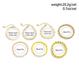 7Pcs Kpop Sunflower Flat Snake Chain Bracelets CCB Beads Couple