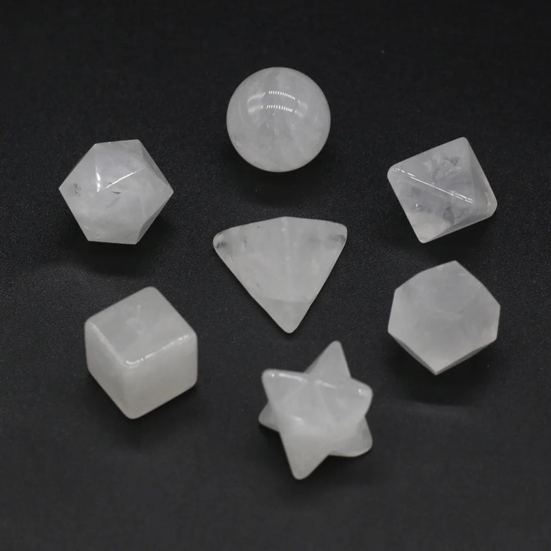 7Pcs Natural Stone Platonic Solids Octahedron Home Ornament for Office Decor