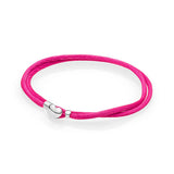 Silver Pendant Bracelet Purple Pink Double Leather Rope Bracelet