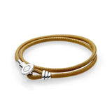 Pure Silver Pendant Bracelet Purple Pink Leather Rope DIY Charm Couple