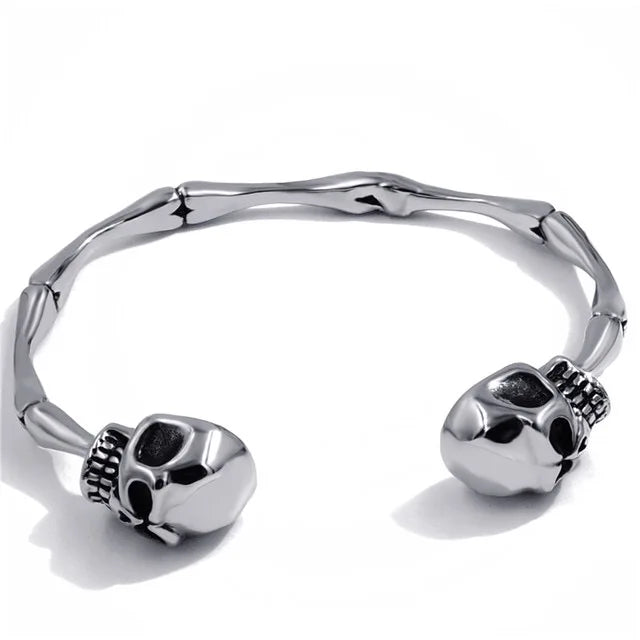 Skull Bangle 316L Stainless Steel Bone Skull Bracelet
