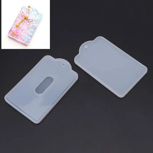 Card Set Pocket ID Holder Pendant Expoxy Resin Silicone Mold Jewelry Making