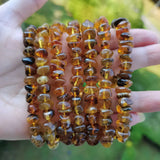 Vintage Natural Amber Bracelet Women Irregular Beads Jewelry