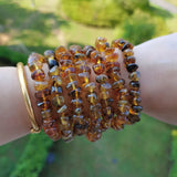 Vintage Natural Amber Bracelet Women Irregular Beads Jewelry