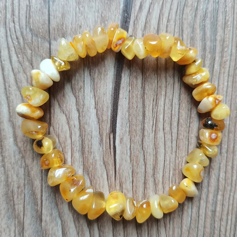 Vintage Natural Amber Bracelet Women Irregular Beads Jewelry