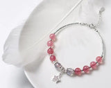 925 Silver Moonstone & Strawberry Quartz Star Bangle Bracelet
