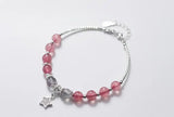 925 Silver Moonstone & Strawberry Quartz Star Bangle Bracelet
