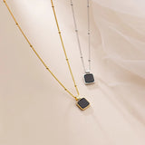 7mm Sterling Silver Square Pendant Chain Necklace C-D8546