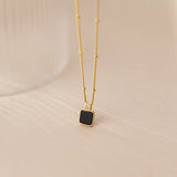 7mm Sterling Silver Square Pendant Chain Necklace C-D8546