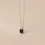7mm Sterling Silver Square Pendant Chain Necklace C-D8546