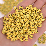 7mm 100pcs Yellow Smiley Face Beads Acrylic Beads DIY Bracelets