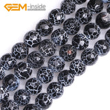 7mm-14mm Dream Fire Dragon Veins Agates Faceted Round Shape Loose Beads